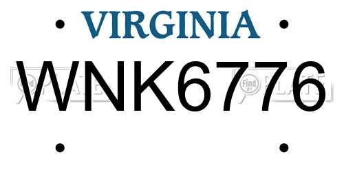 WNK6776 Virginia License Plate