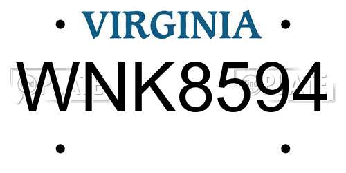 WNK8594 Virginia License Plate