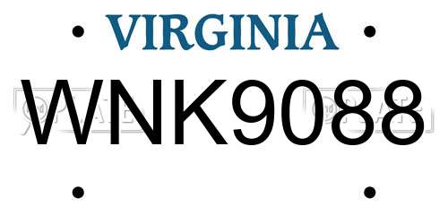 WNK9088 Virginia License Plate