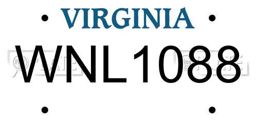 WNL1088 Virginia License Plate