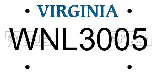 WNL3005 Virginia License Plate