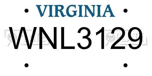 WNL3129 Virginia License Plate