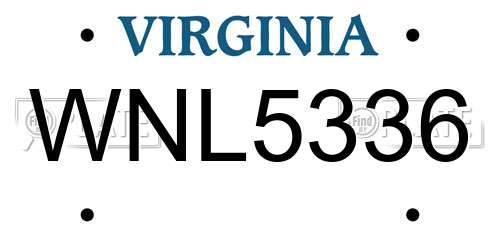 WNL5336 Virginia License Plate