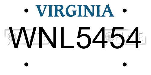 WNL5454 Virginia License Plate
