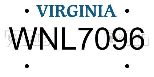 WNL7096 Virginia License Plate