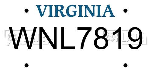 WNL7819 Virginia License Plate
