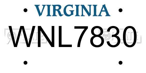WNL7830 Virginia License Plate