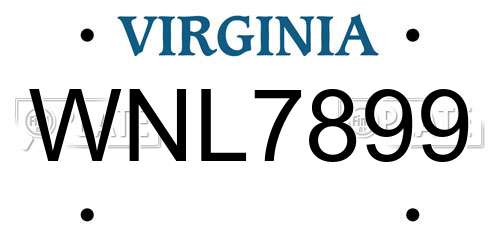 WNL7899 Virginia License Plate