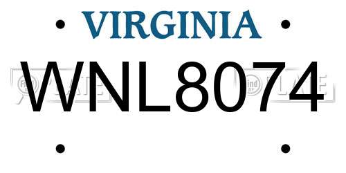 WNL8074 Virginia License Plate