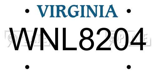 WNL8204 Virginia License Plate