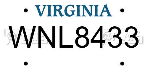 WNL8433 Virginia License Plate