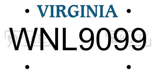 WNL9099 Virginia License Plate