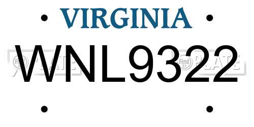 WNL9322 Virginia License Plate