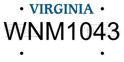 WNM1043 Virginia License Plate