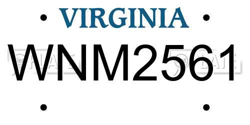 WNM2561 Virginia License Plate