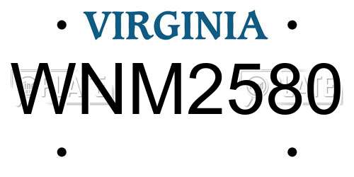 WNM2580 Virginia License Plate