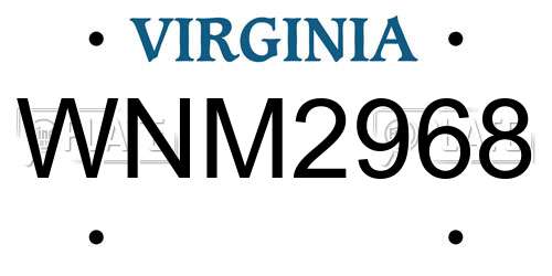 WNM2968 Virginia License Plate