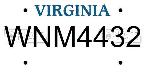 WNM4432 Virginia License Plate