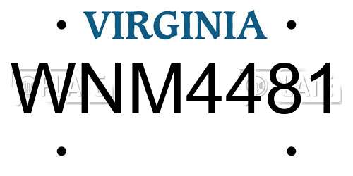 WNM4481 Virginia License Plate