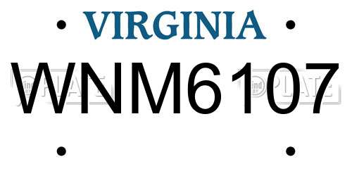 WNM6107 Virginia License Plate
