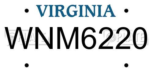 WNM6220 Virginia License Plate