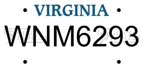 WNM6293 Virginia License Plate