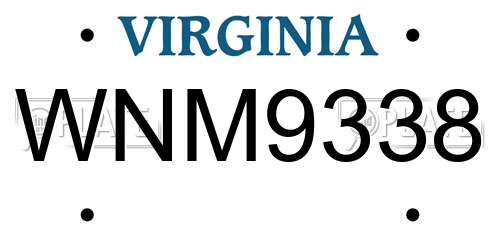 WNM9338 Virginia License Plate