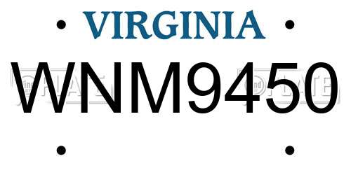 WNM9450 Virginia License Plate