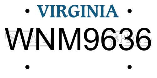 WNM9636 Virginia License Plate