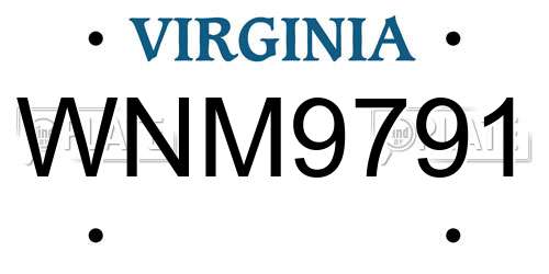 WNM9791 Virginia License Plate