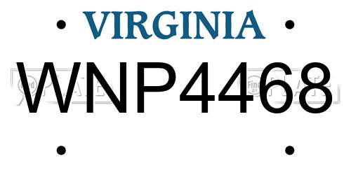 WNP4468 Virginia License Plate