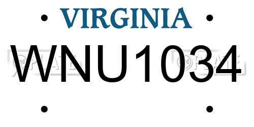 WNU1034 Virginia License Plate