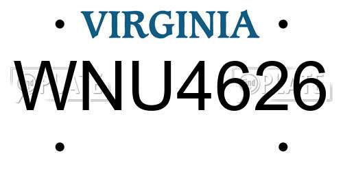 WNU4626 Virginia License Plate