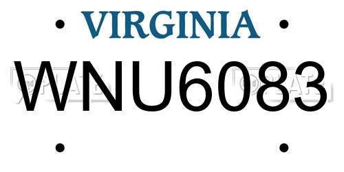 WNU6083 Virginia License Plate