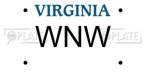 WNW Virginia License Plate