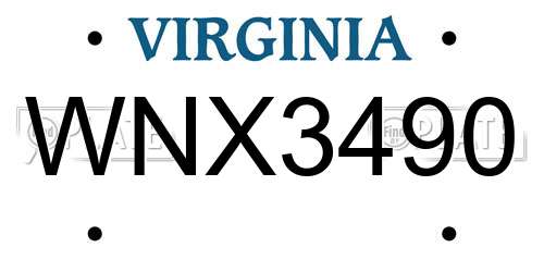 WNX3490 Virginia License Plate