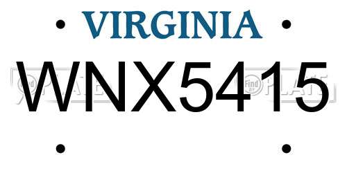 WNX5415 Virginia License Plate