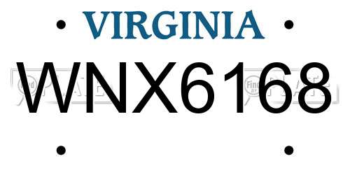 WNX6168 Virginia License Plate