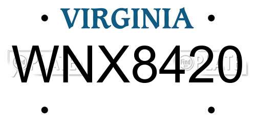 WNX8420 Virginia License Plate