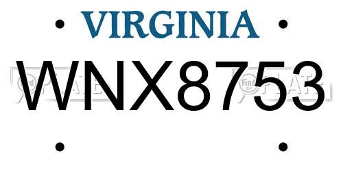 WNX8753 Virginia License Plate