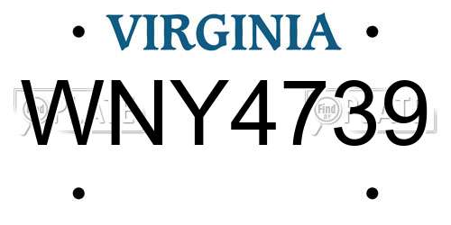 WNY4739 Virginia License Plate
