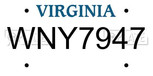 WNY7947 Virginia License Plate
