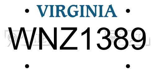 WNZ1389 Virginia License Plate