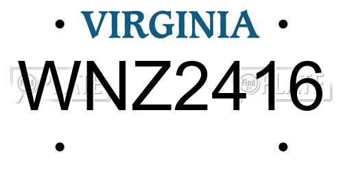 WNZ2416 Virginia License Plate