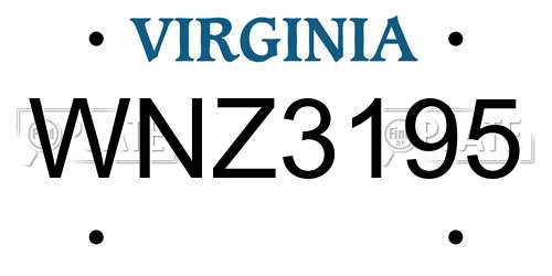 WNZ3195 Virginia License Plate