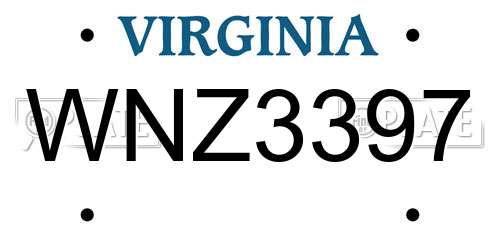 WNZ3397 Virginia License Plate