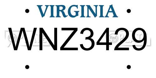 WNZ3429 Virginia License Plate