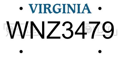 WNZ3479 Virginia License Plate