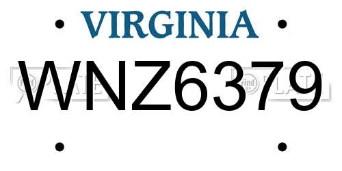 WNZ6379 Virginia License Plate
