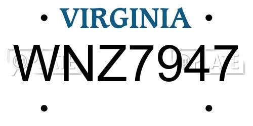 WNZ7947 Virginia License Plate